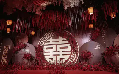 中式婚禮 大型吊頂 紅色婚禮-11999