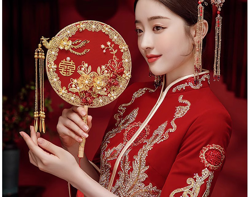 【宋軼同款】團(tuán)扇成品中式婚禮秀禾新嫁材料包結(jié)婚團(tuán)扇古風(fēng)