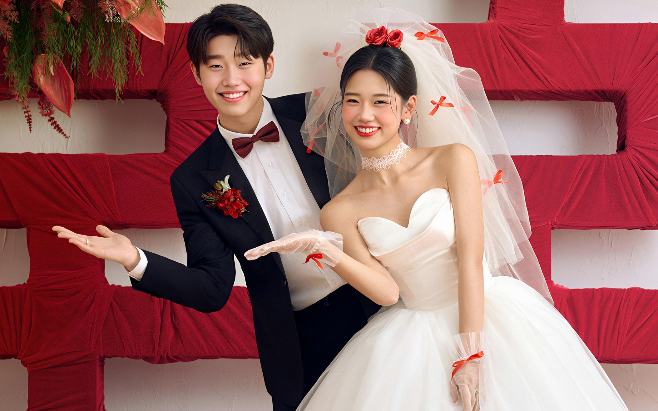 室内新中式喜嫁风婚纱照