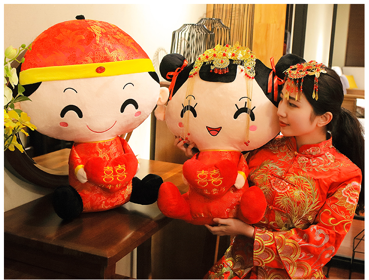 压床娃娃陪嫁娃娃坐姿金头饰