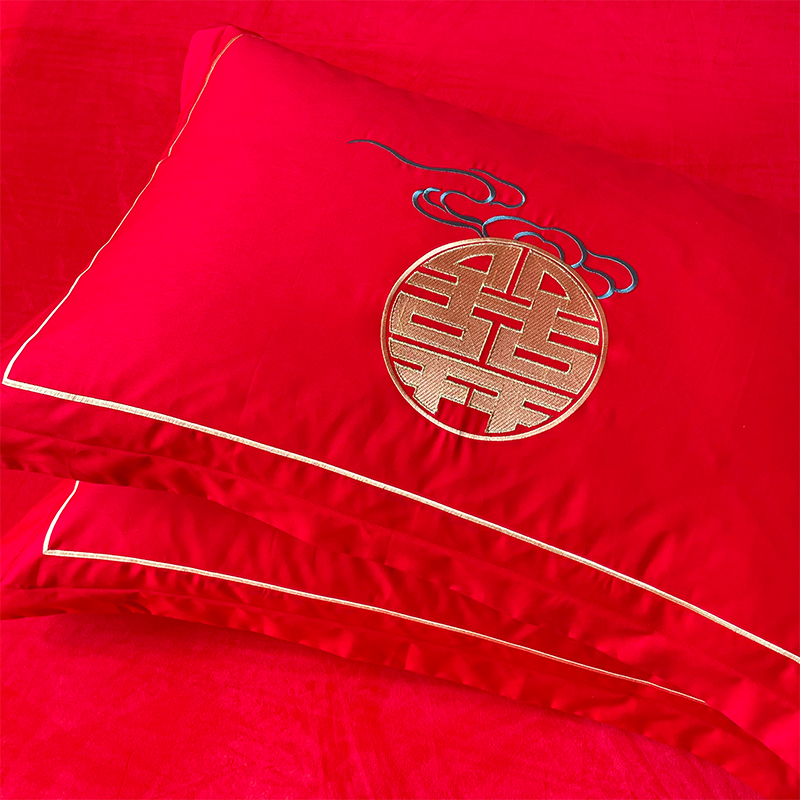 新款结婚高克重全工艺牛奶绒宝宝绒刺绣婚庆四件套