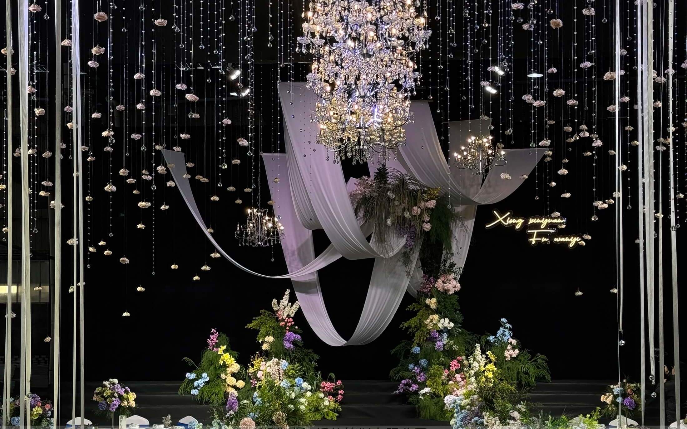 唯汀婚礼|咸宁婚礼婚庆|韩式白紫色布幔小众婚礼