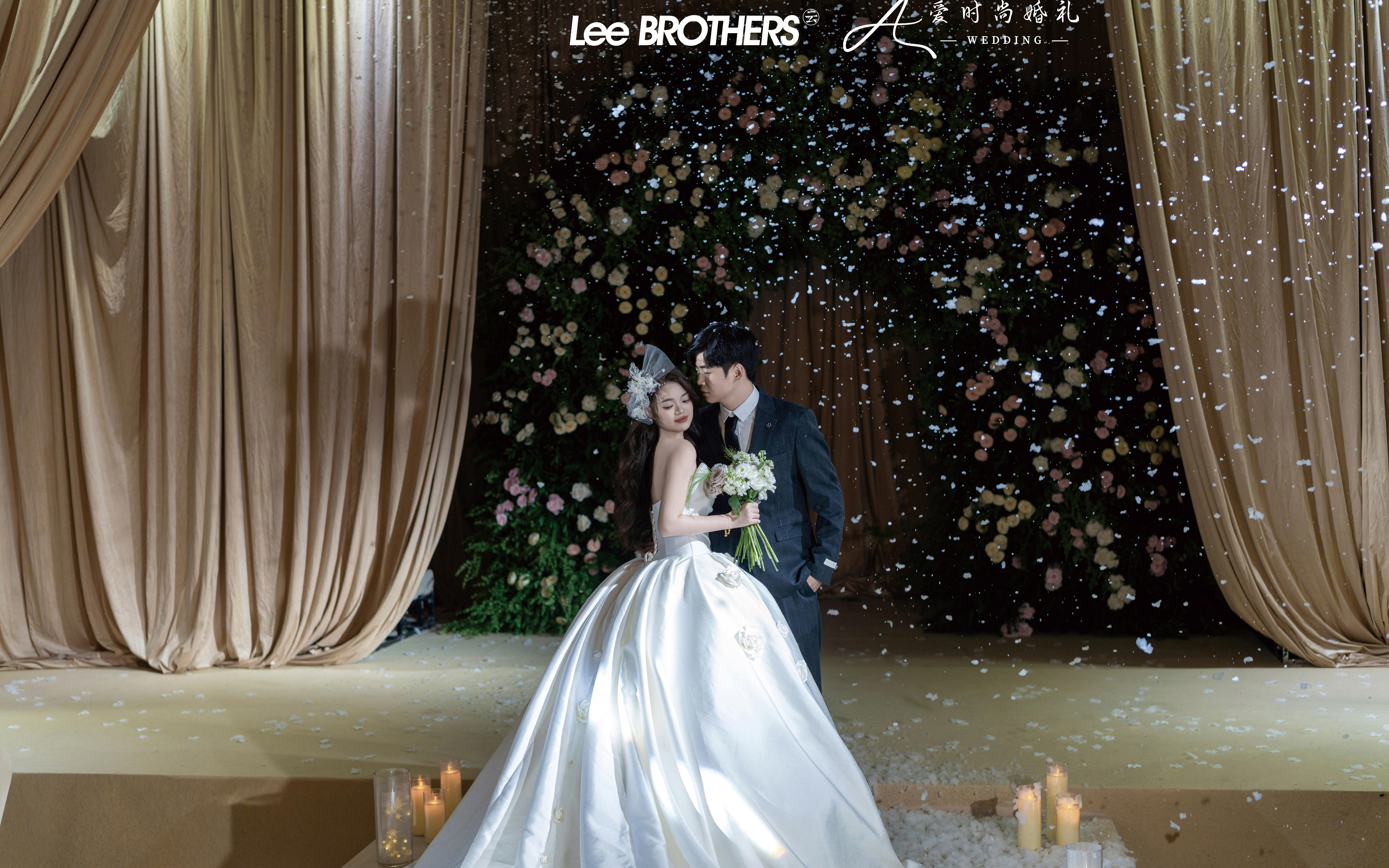 轻森系布幔水晶婚礼