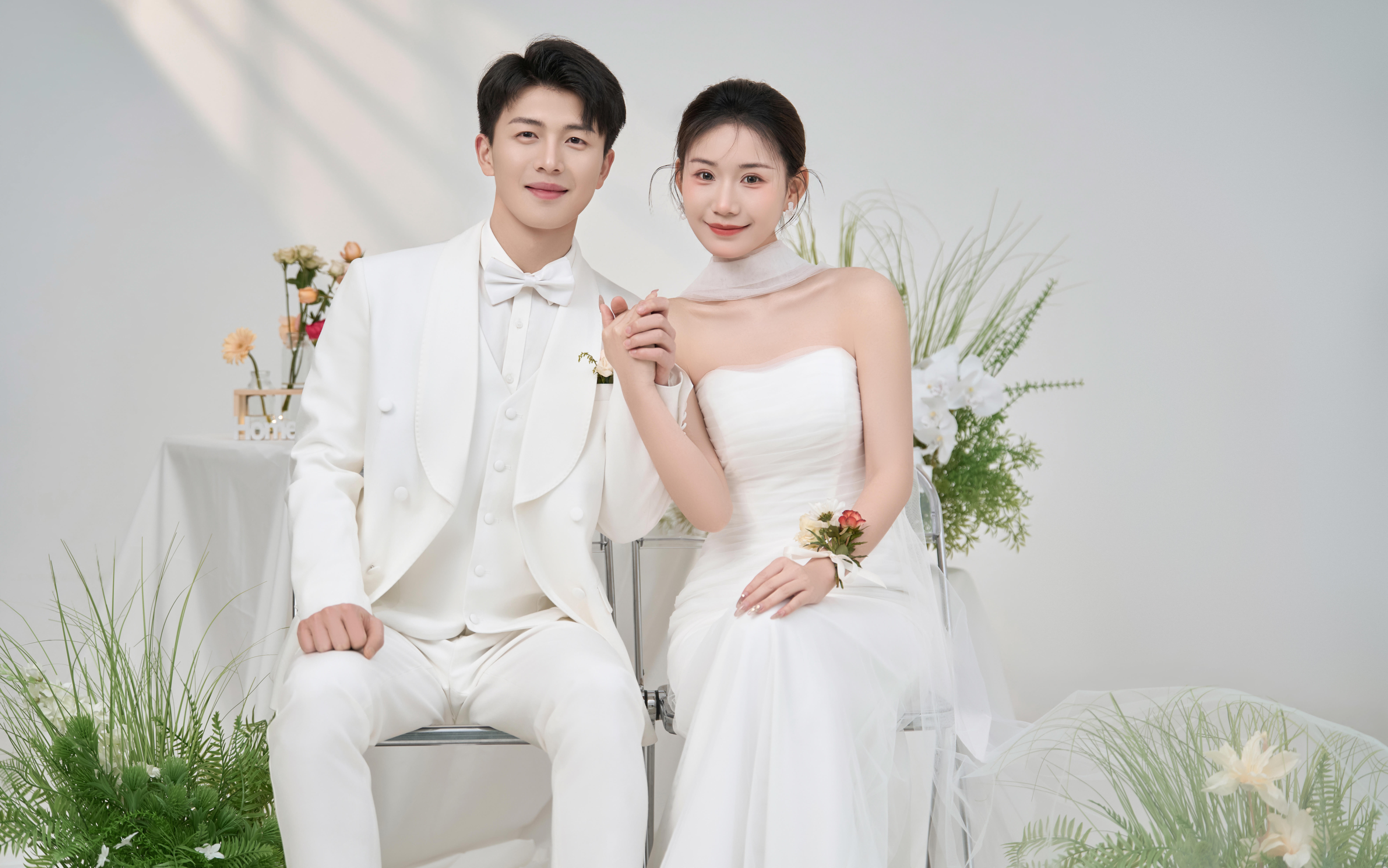 韩式极简·鱼尾婚纱照/干净又温柔真的好爱