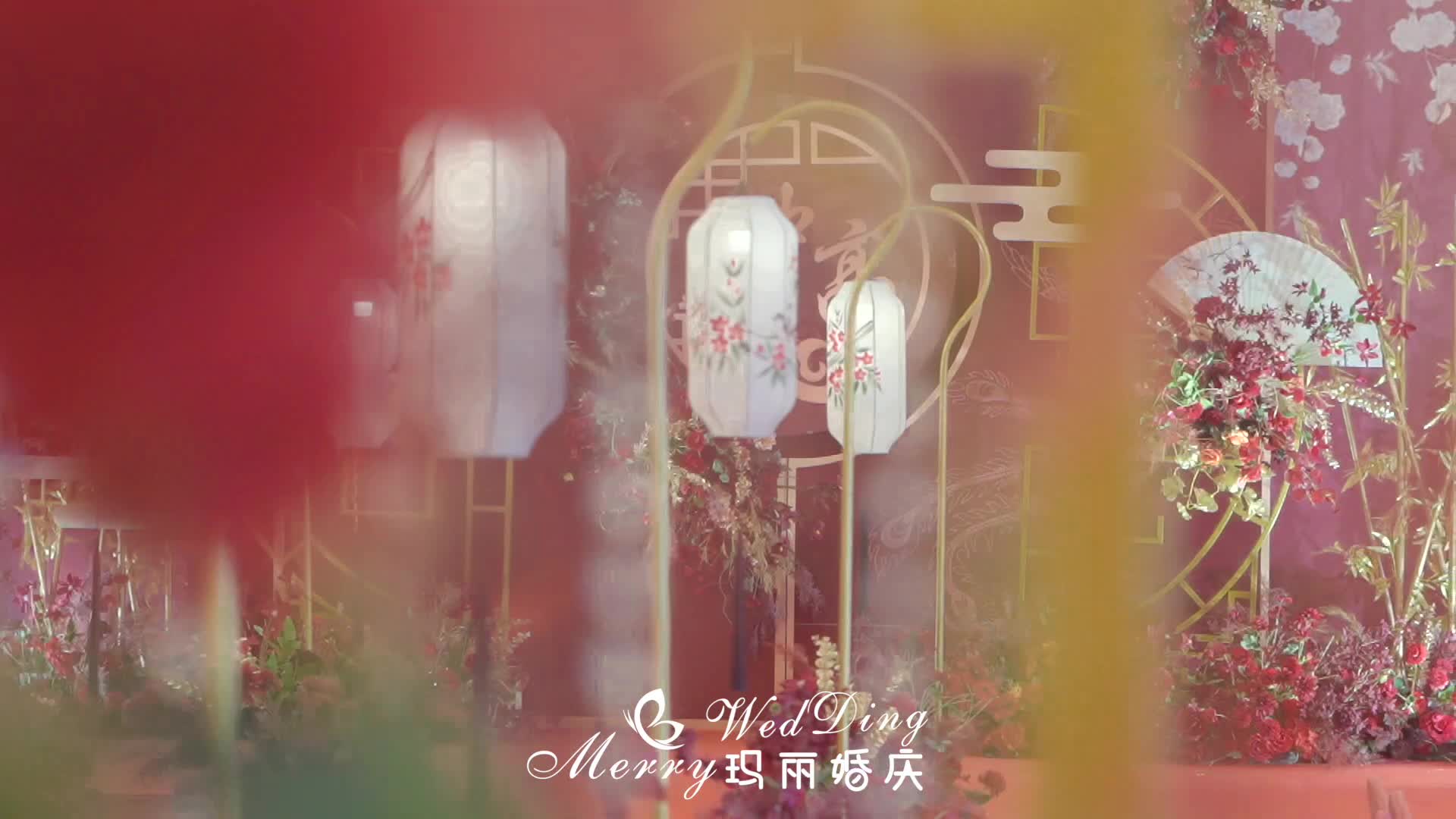 红色古风中式婚礼布置含摄影录像化妆