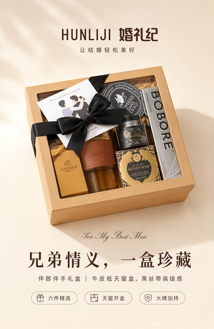 牛皮纸系列  送伴郎回礼伴手礼礼盒