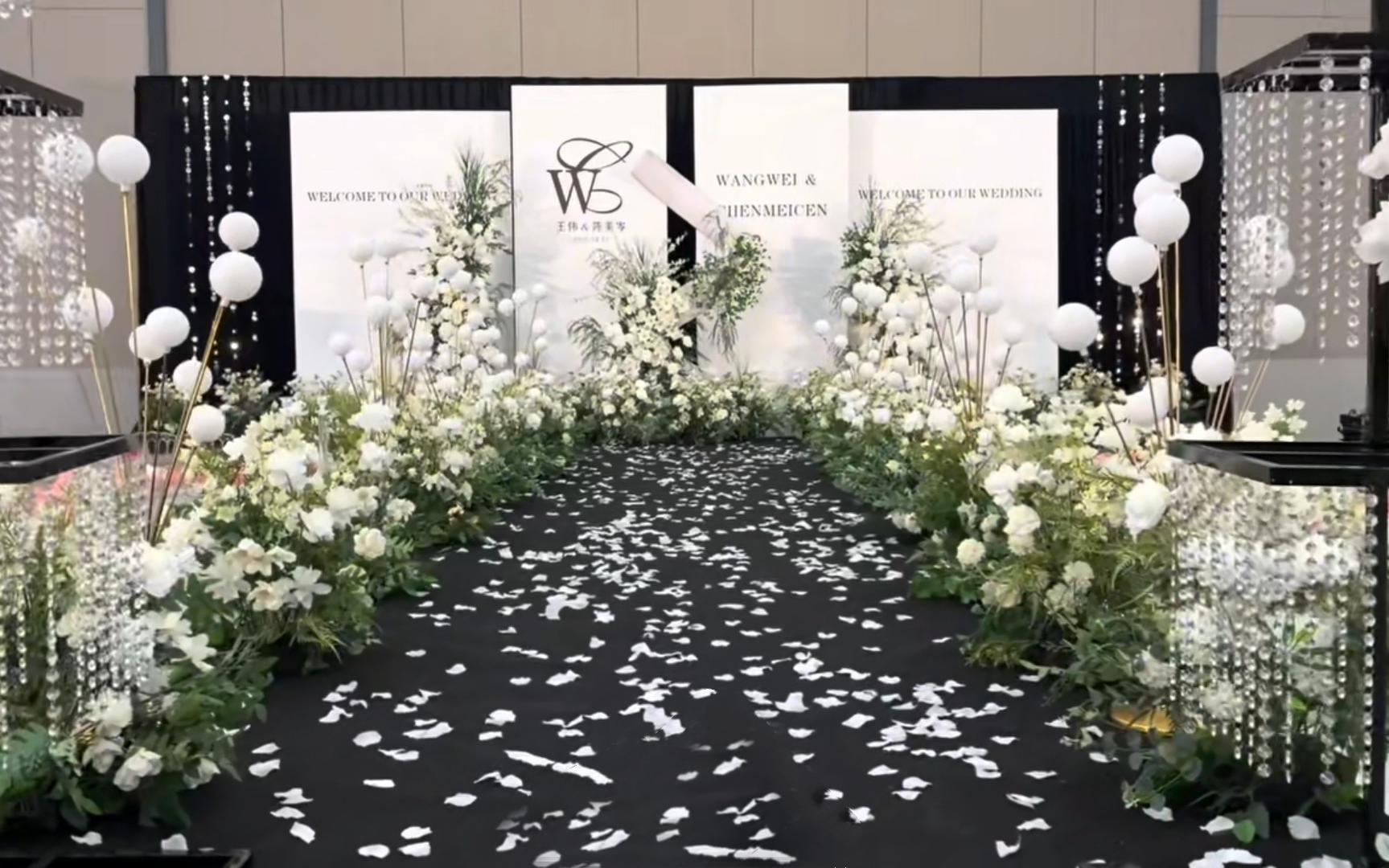 【白绿韩系】含四大金刚，T台灯光海报婚纱婚车装饰