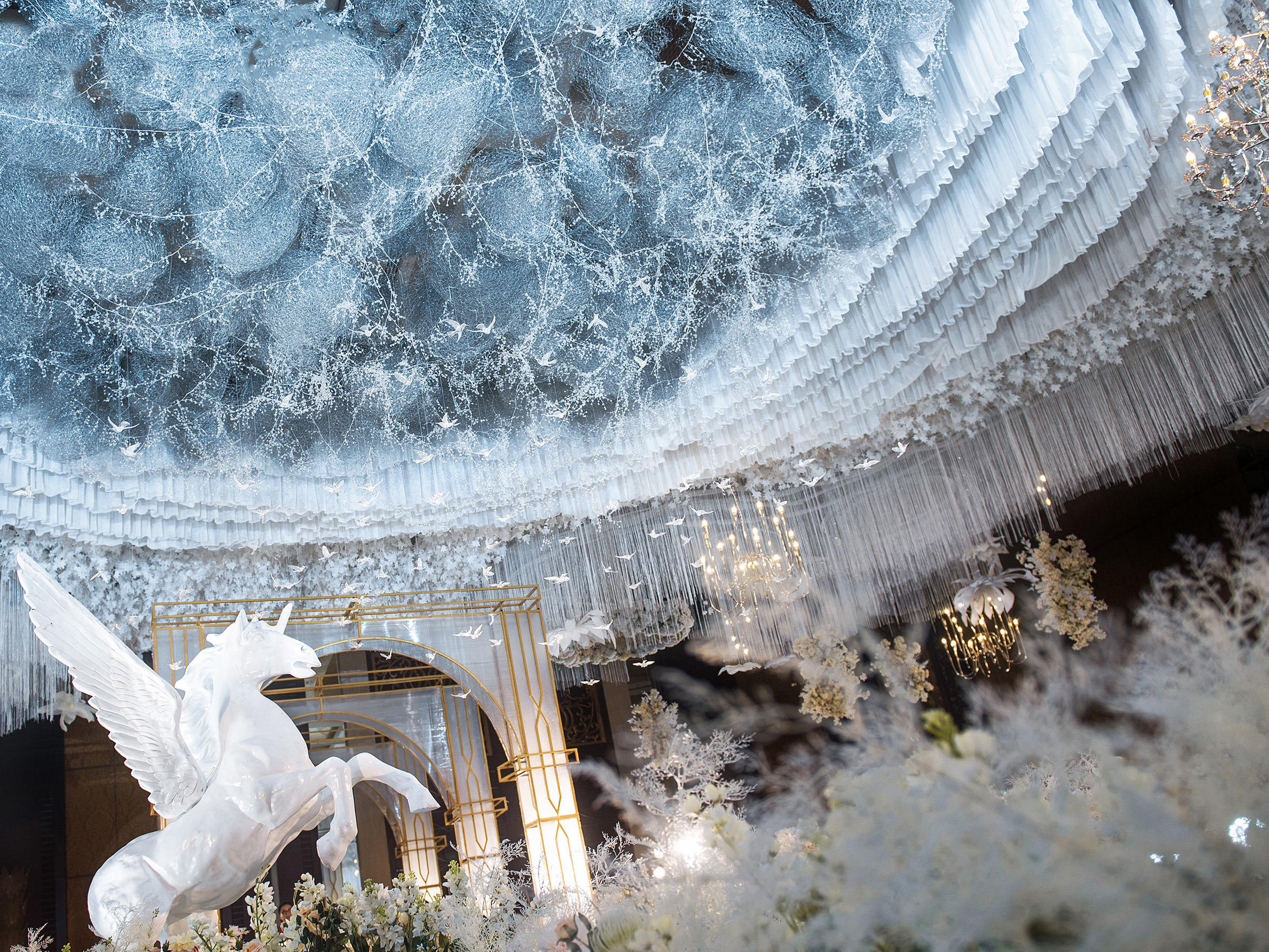 网红同款轻奢风浅蓝色主题婚礼