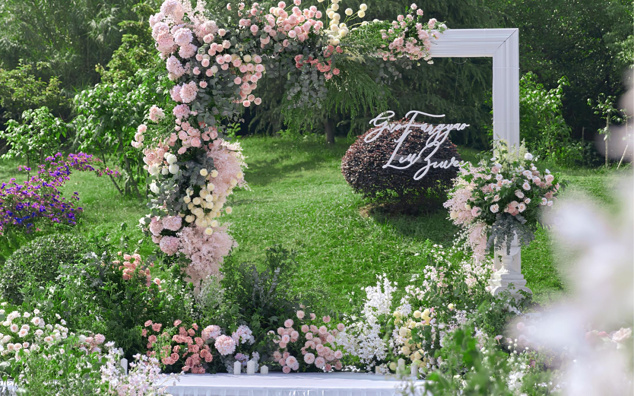 粉绿森系户外婚礼，沉浸式清新浪漫的氛围感仪式