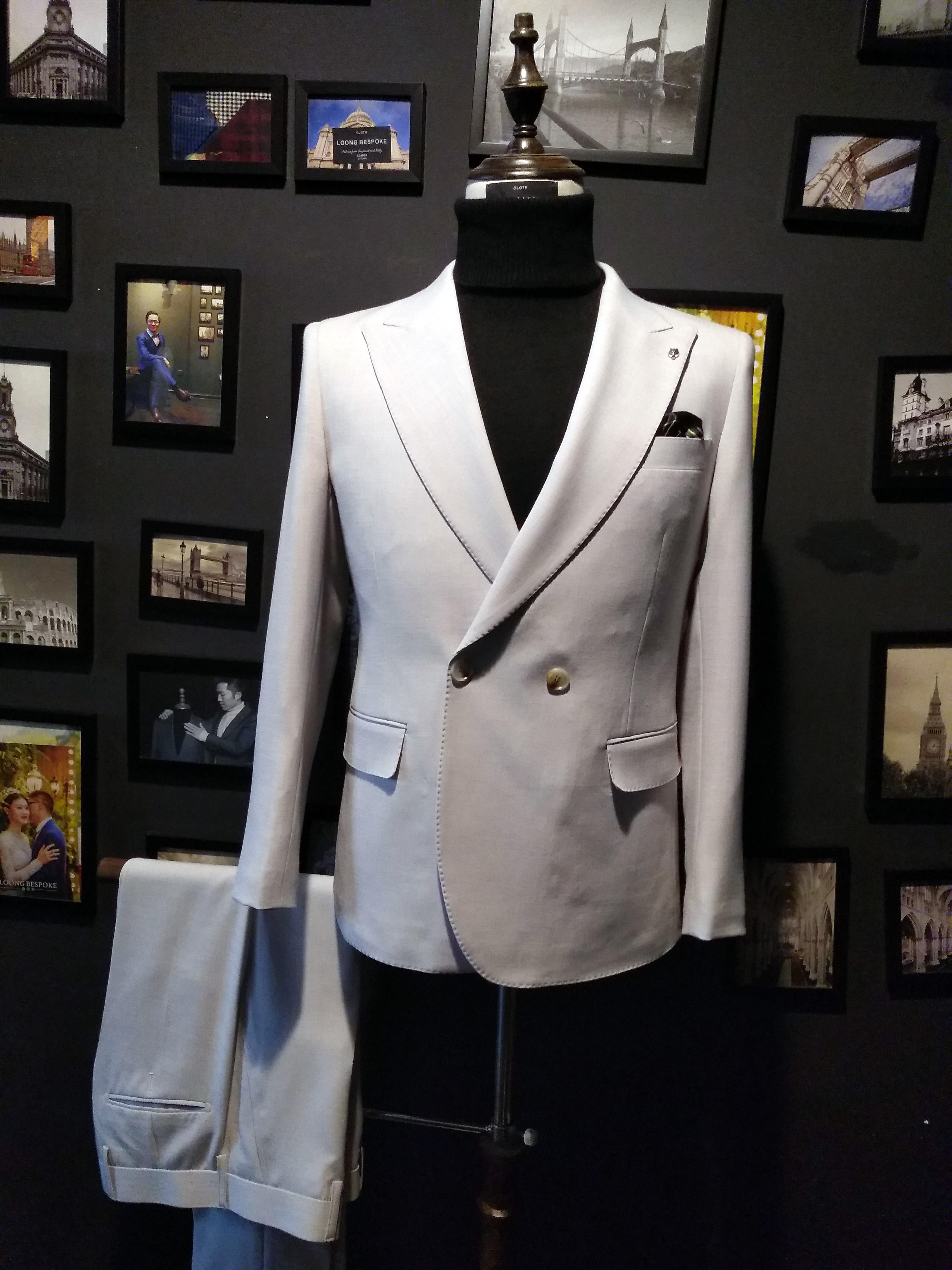 新郎白色礼服 米白色西服租赁