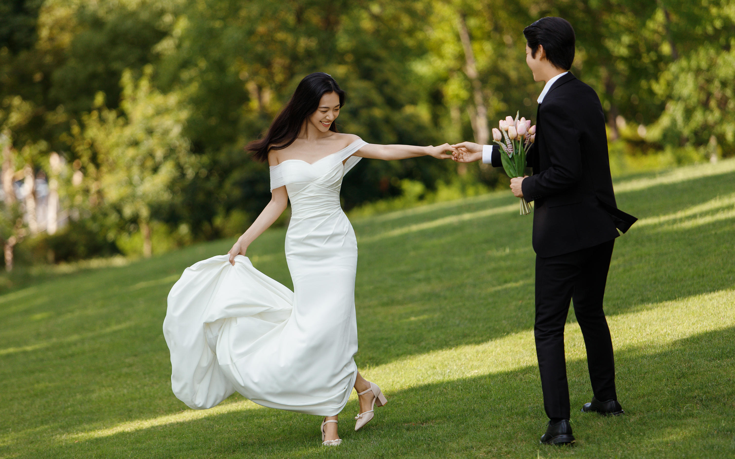 森系婚纱电影感调色｜把心跳轨迹藏进风里