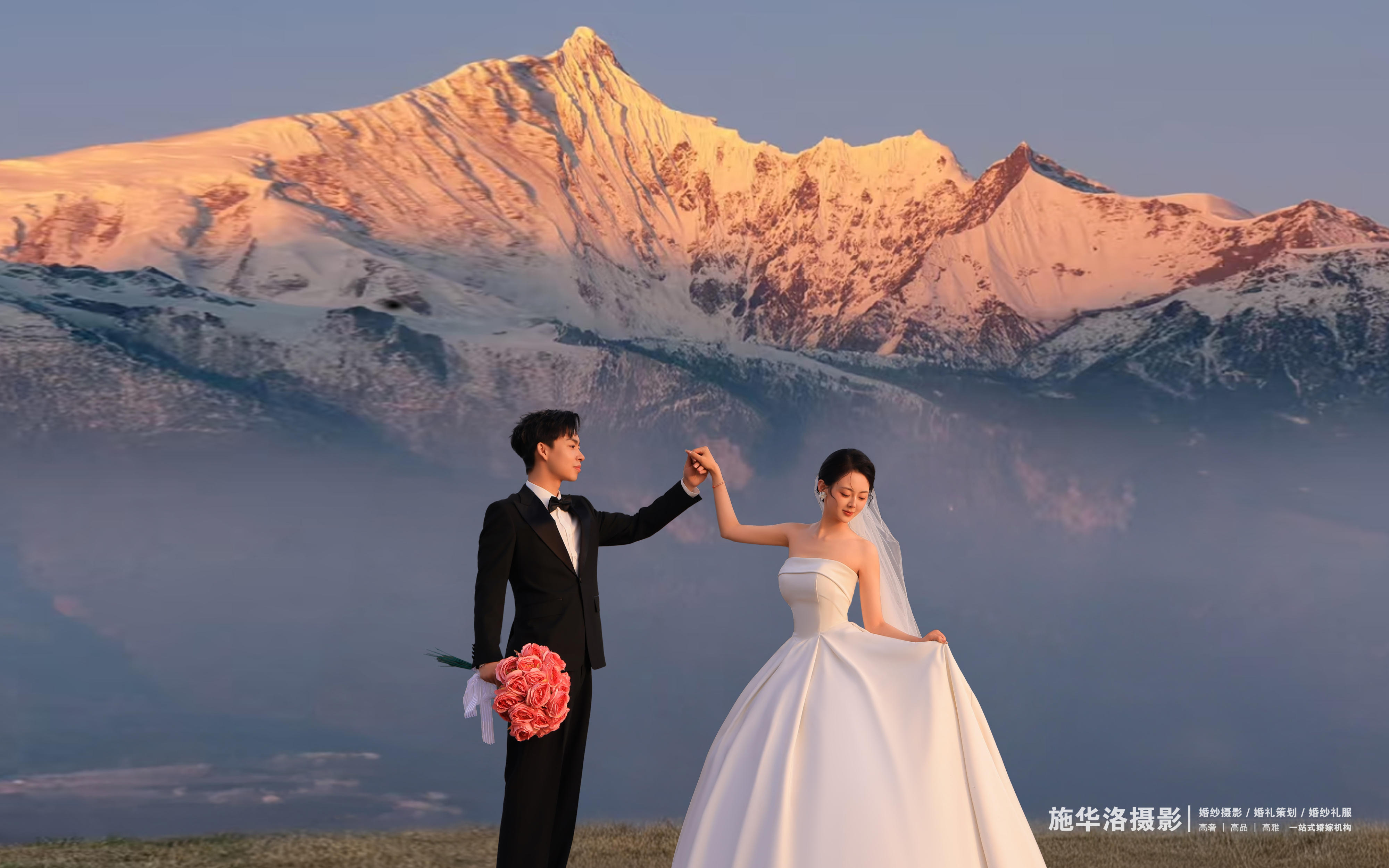 大连也能拍美丽的日照金山婚纱照！