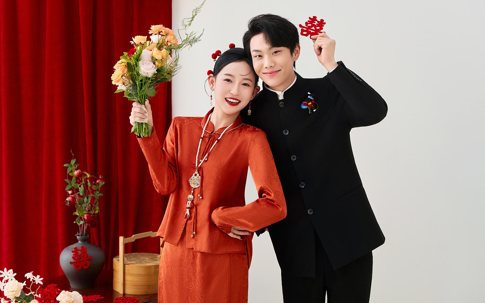 中式新娘甄选的囍嫁婚纱照❤也太甜啦