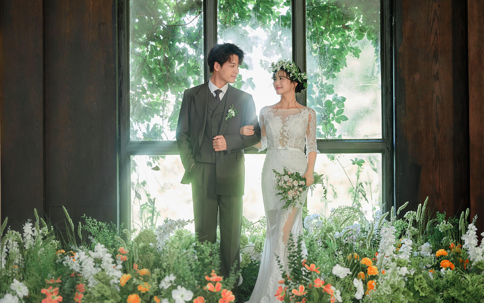 🌿森系莫奈花园婚纱照｜自然甜恋氛围感