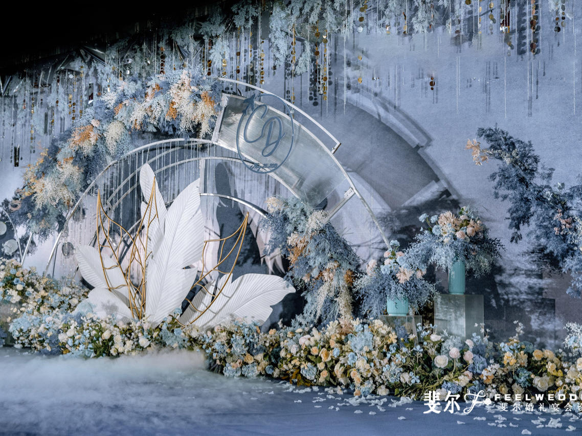 Feel斐尔婚礼宴会设计-莫兰迪灰蓝色婚礼