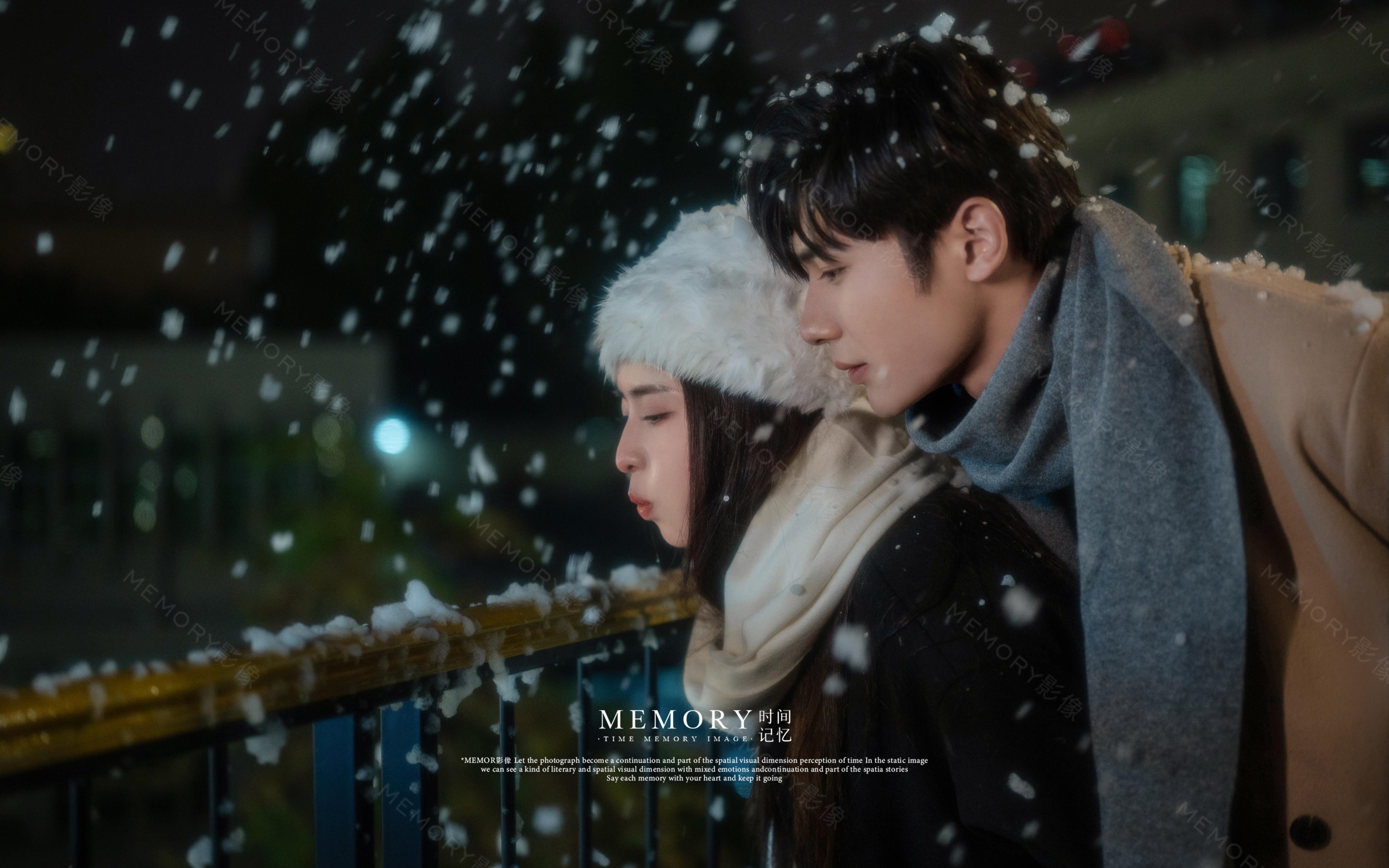 夜景婚纱照-天台雪