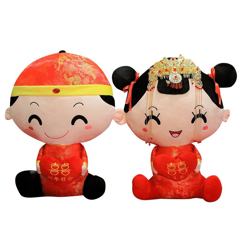 压床娃娃陪嫁娃娃坐姿金头饰