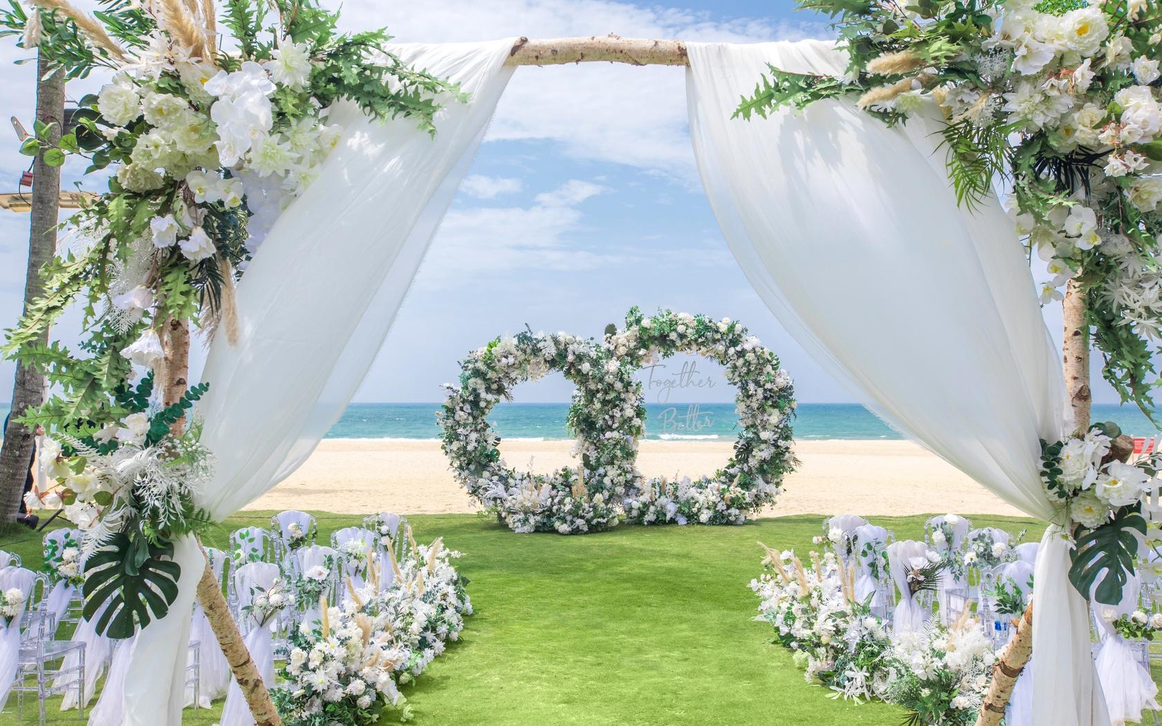 【三亚草坪婚礼】蓝白色双环 海天一色
