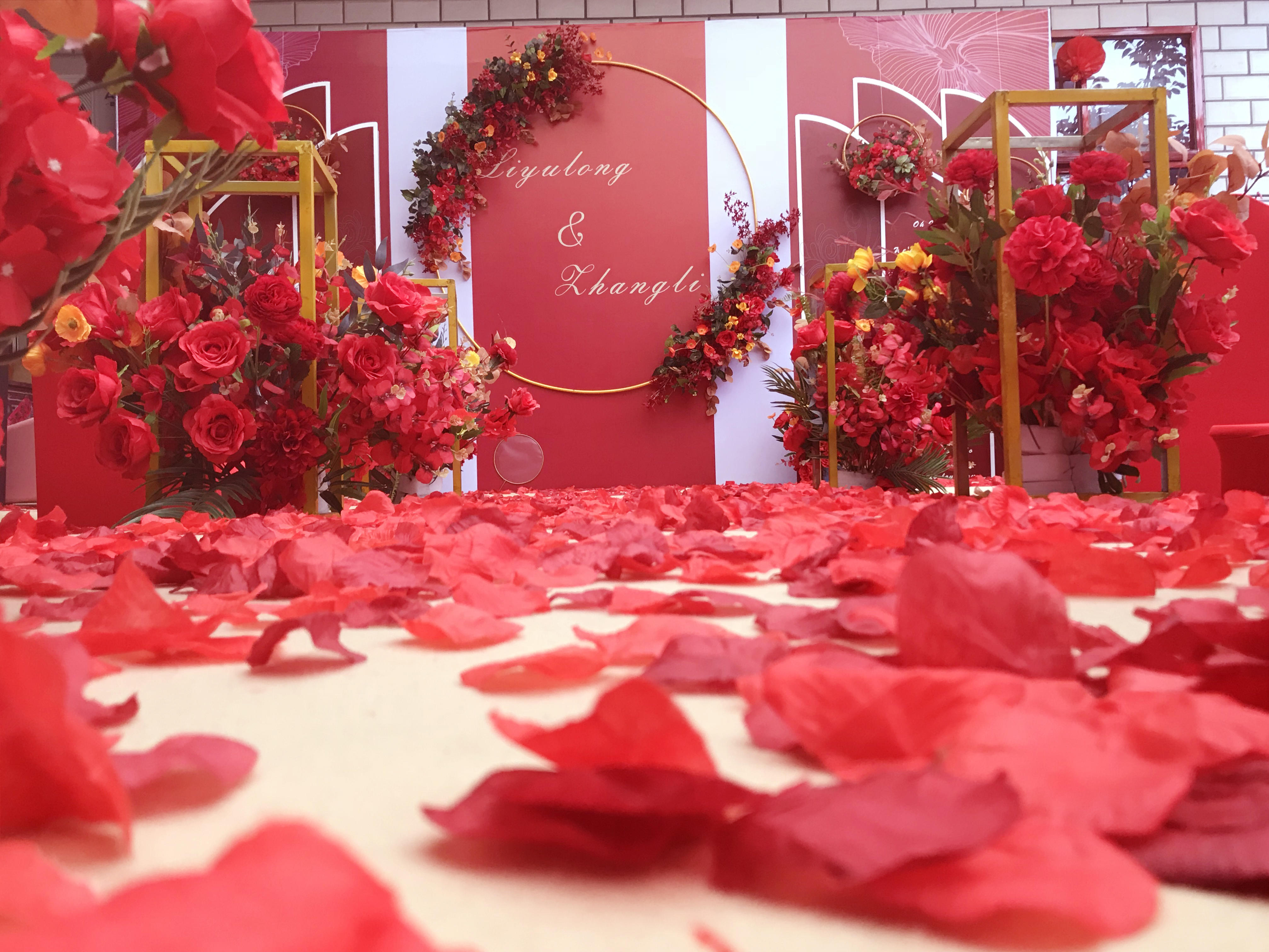 农村庭院复古红色西式婚礼·周口爱润婚礼