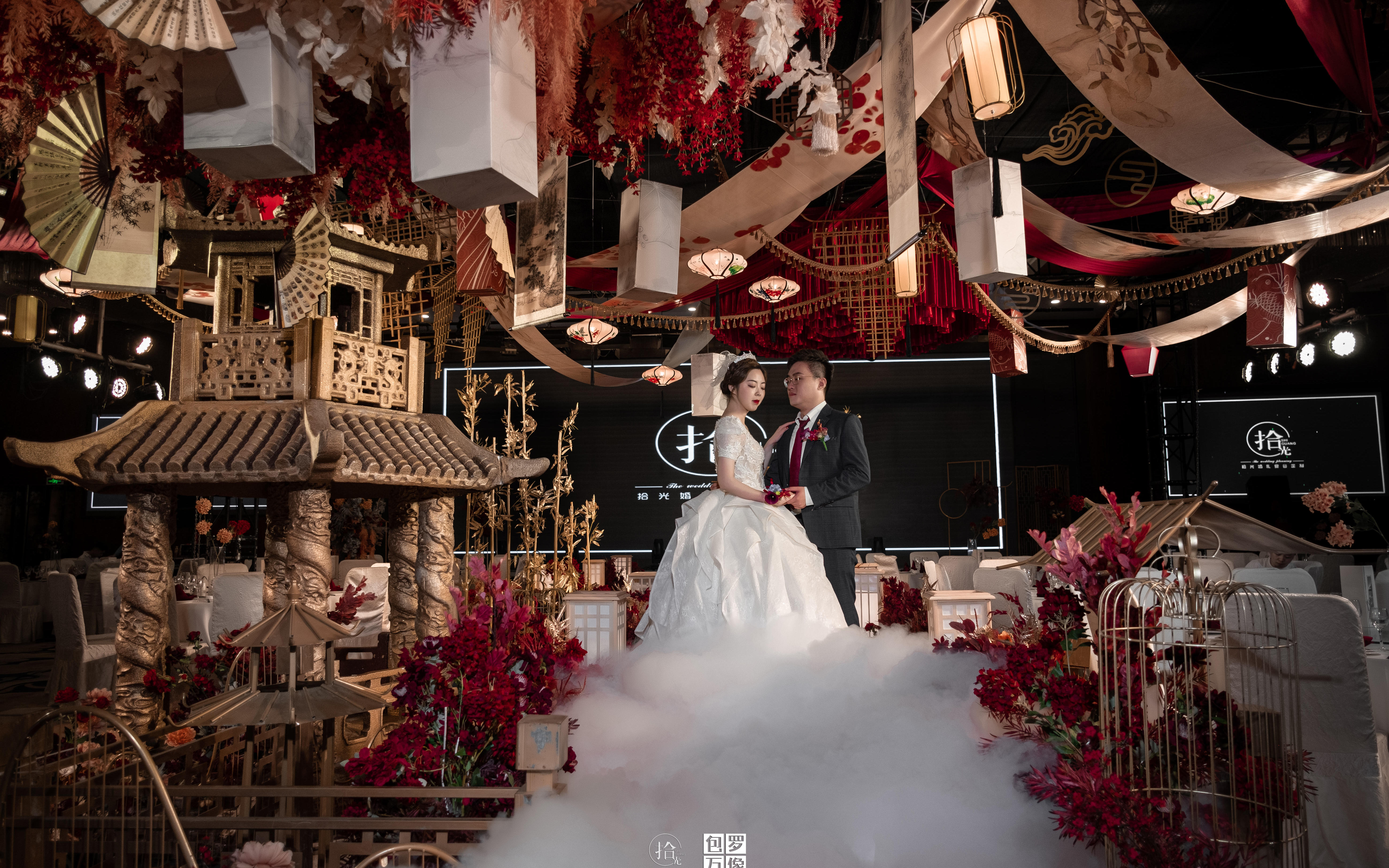 红色中式主题婚礼|四大金刚全包
