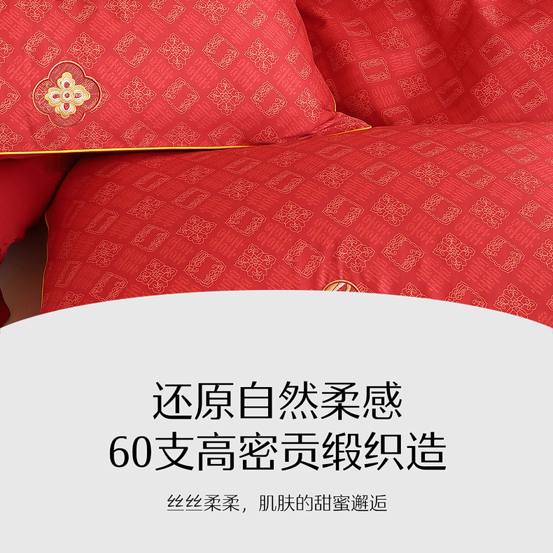 水星家紡  60支長(zhǎng)絨棉四件套  喜柿連連AY5DGQ04