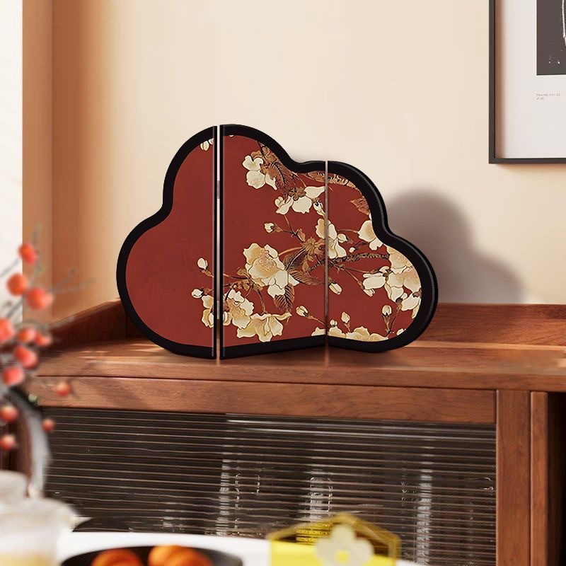 喜上眉梢小屏风红色桌面摆件