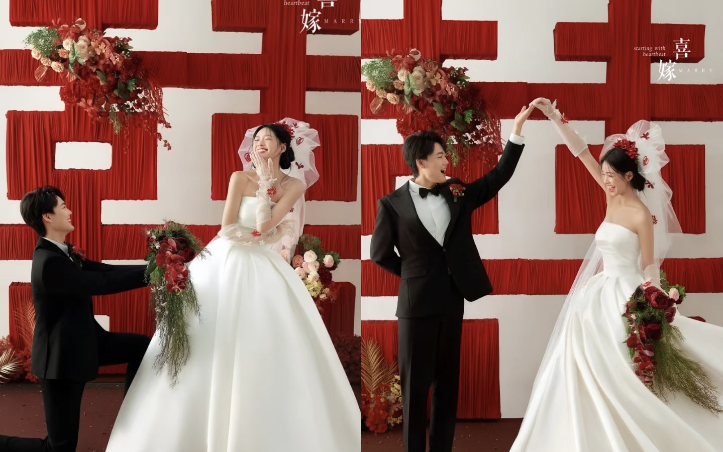 谁懂啊❗️红底喜嫁婚纱照真的太绝啦💥 