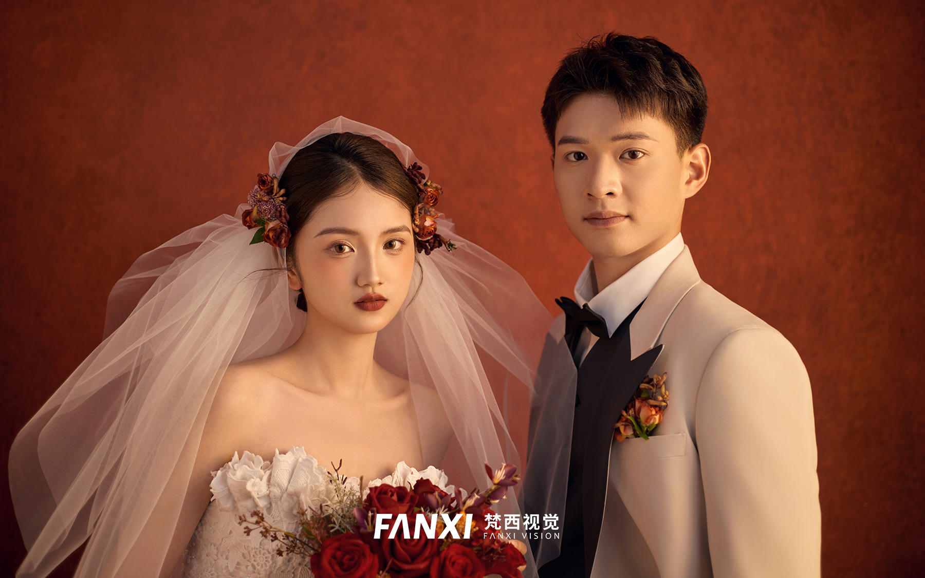 【廣元梵西攝影】復(fù)古輕奢魚尾高級(jí)紅主婚紗照客片