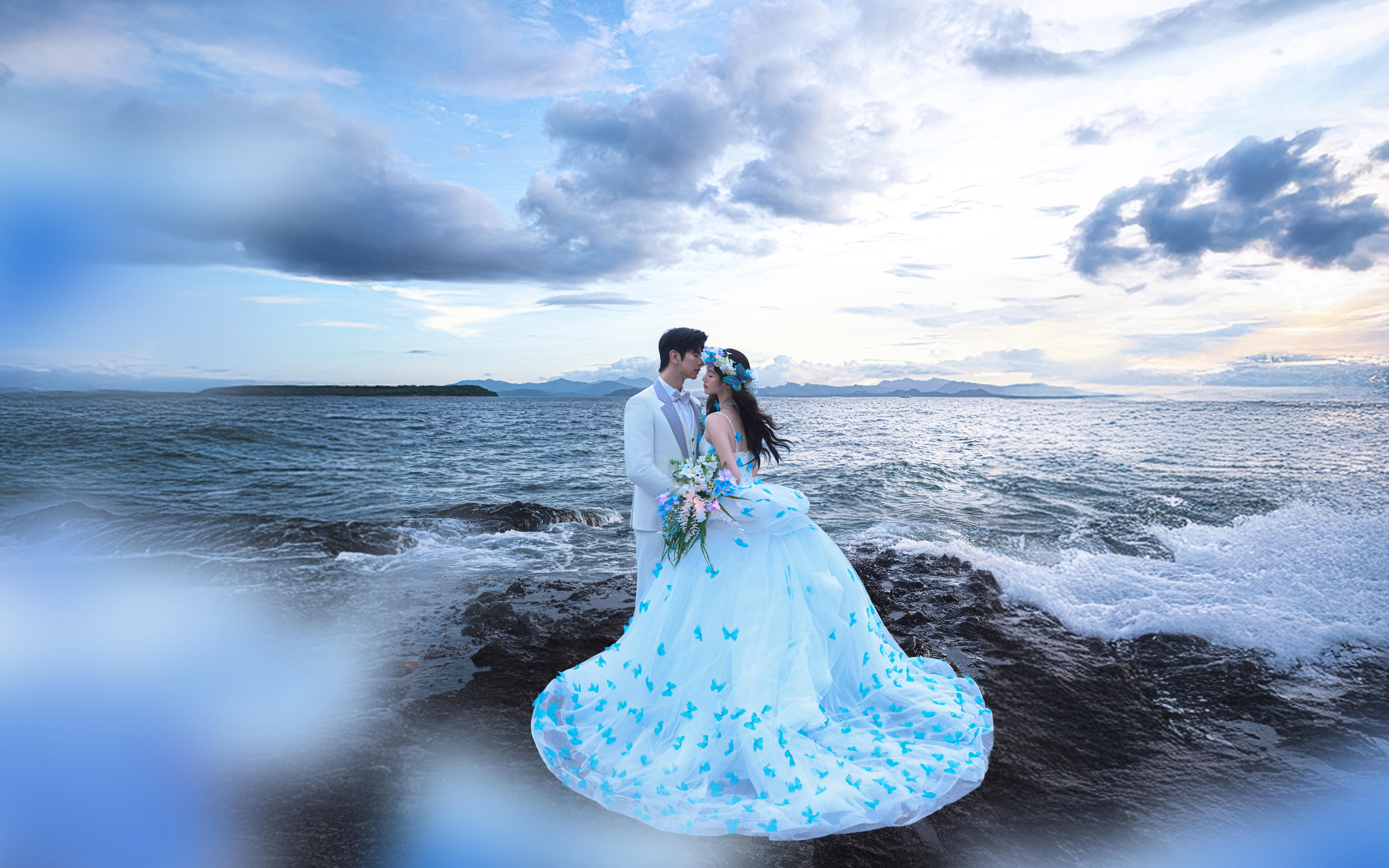 海景礁石|氛围感超绝婚纱照