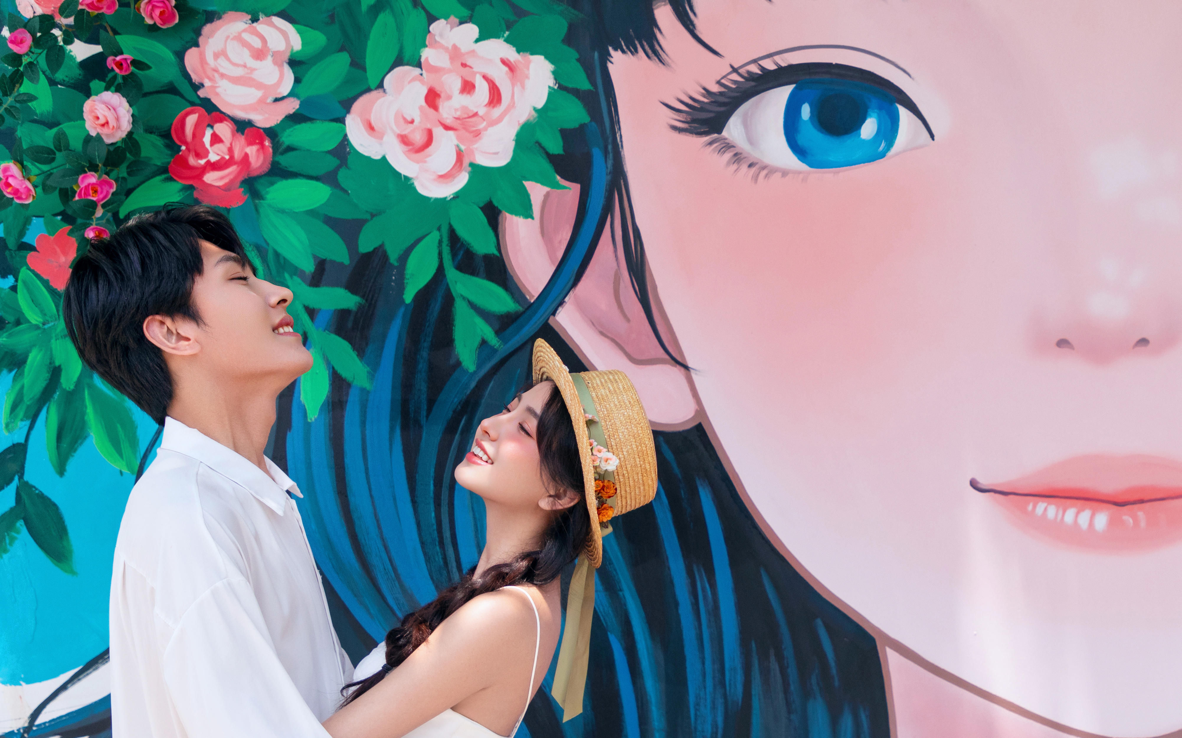 花卉少女清新街拍·多巴胺配色