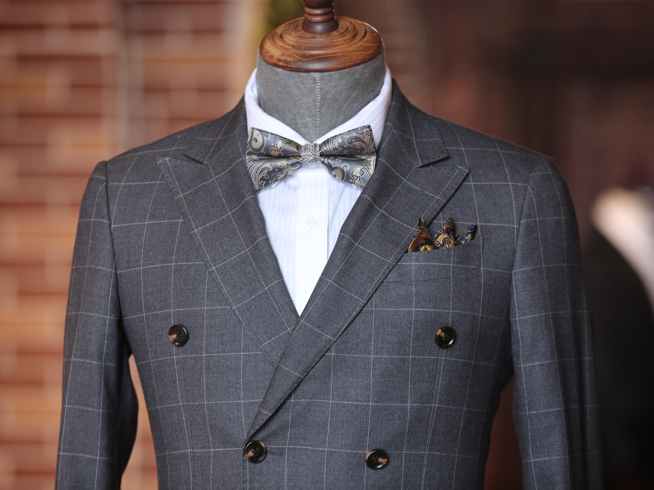 【超值10件套】灰色双排扣格纹套系