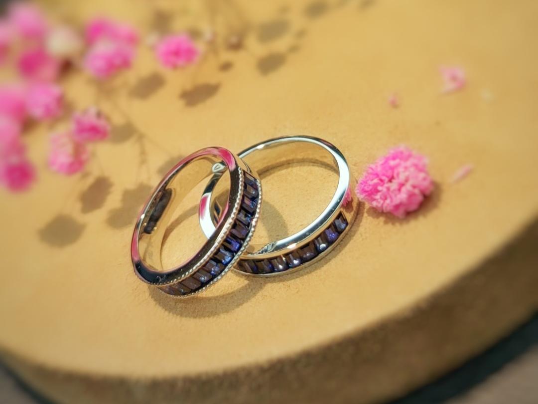 自然之美通用款蓝宝石对戒