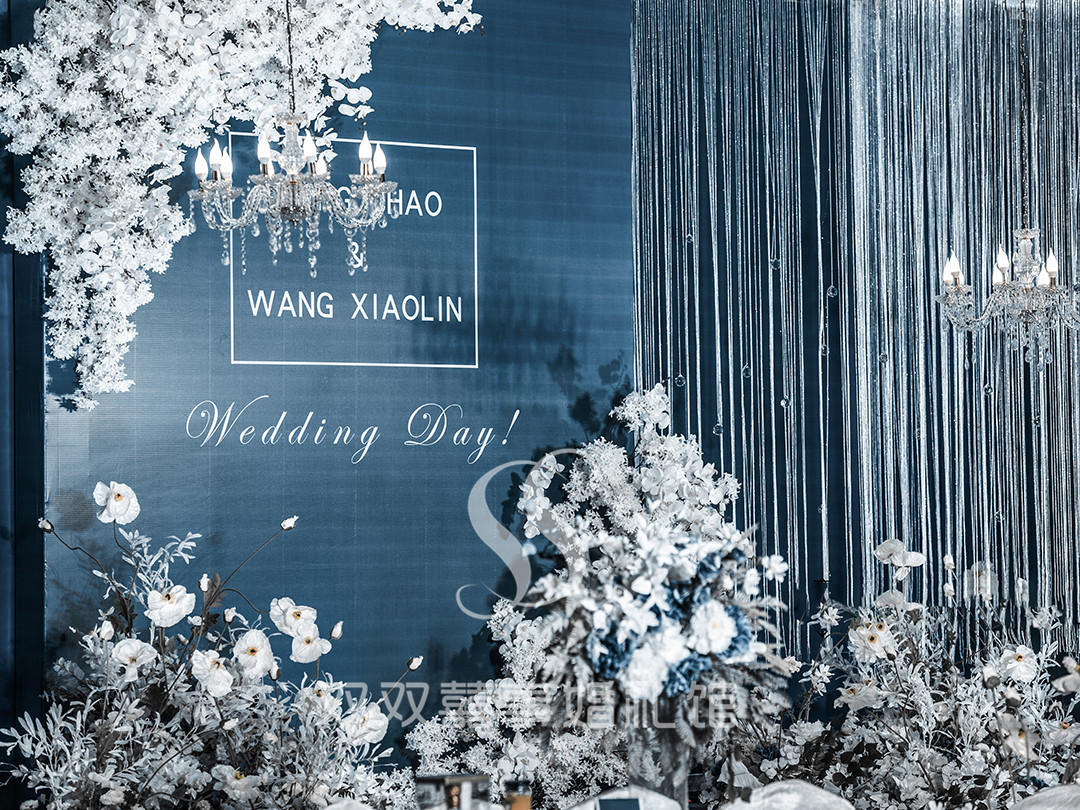 南充仪陇婚庆婚礼策划双双囍事室内蓝色暗场莫兰迪