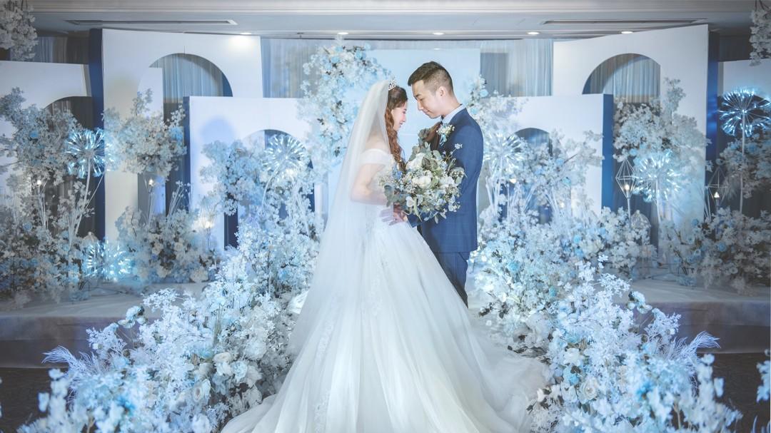 蓝白色小清新风格婚礼包含四大