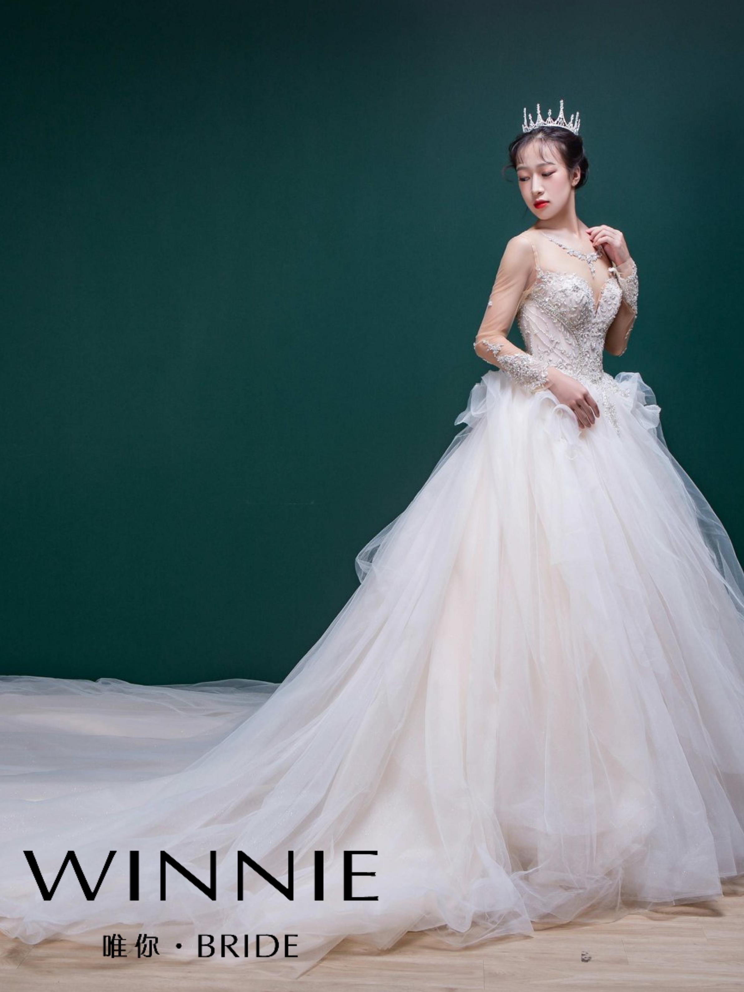 【羽倾】香槟色施华洛水晶钉珠大拖