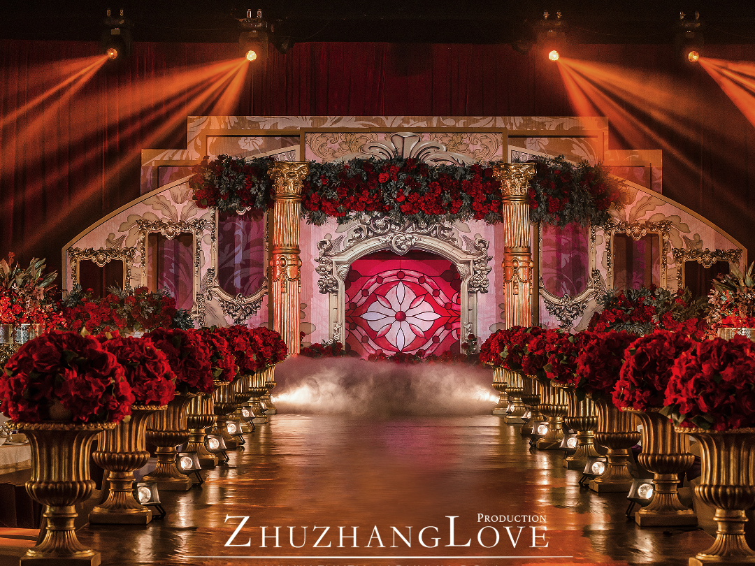 复古欧式红色婚礼富华大酒店