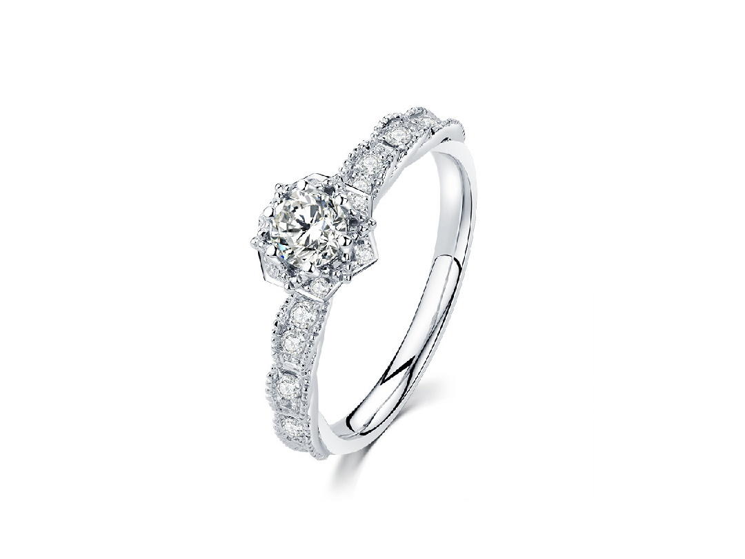 网红爆款 原创层叠戒臂设计镂空工艺 钻戒定制