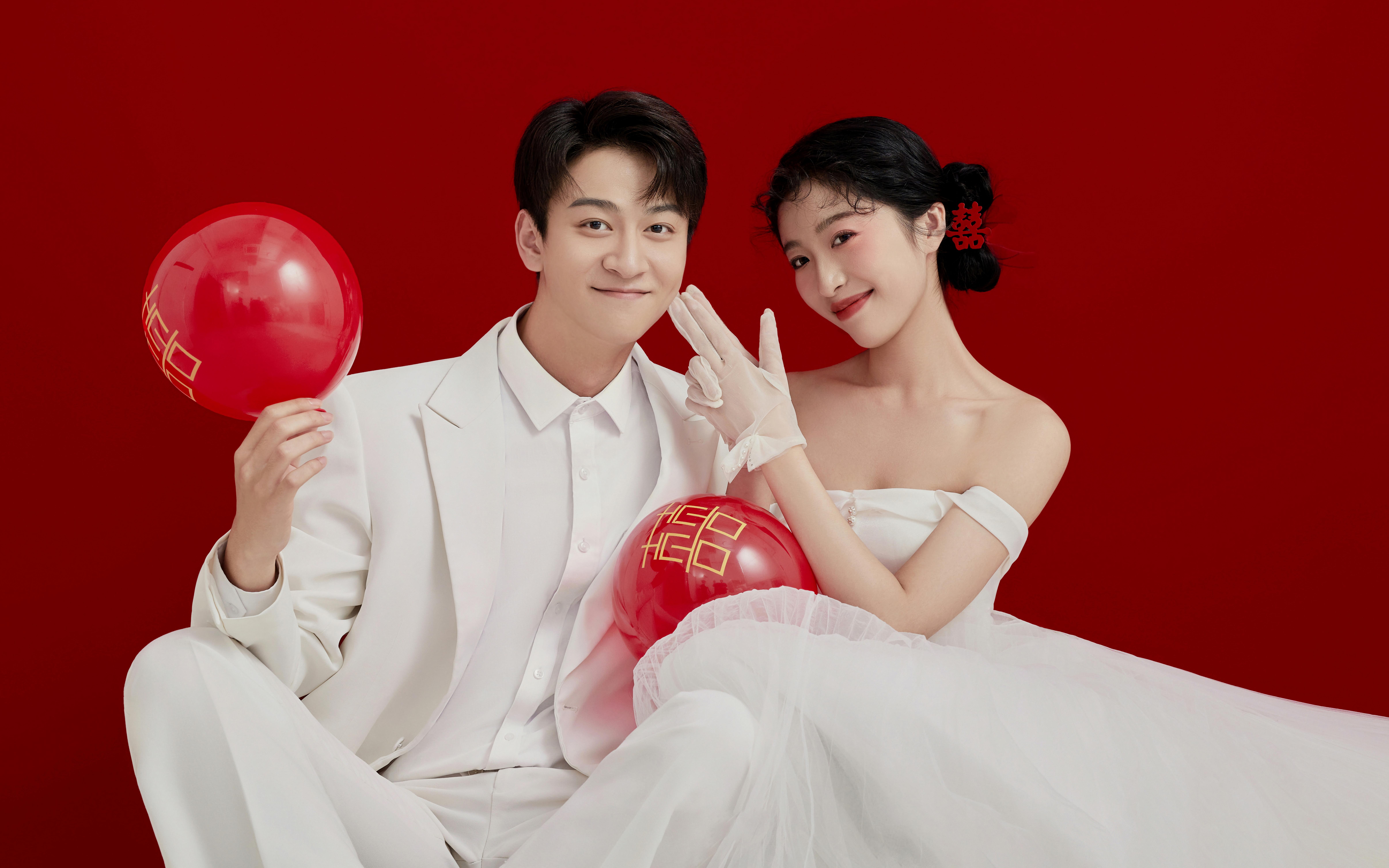 清新俏皮小文艺室内婚纱照