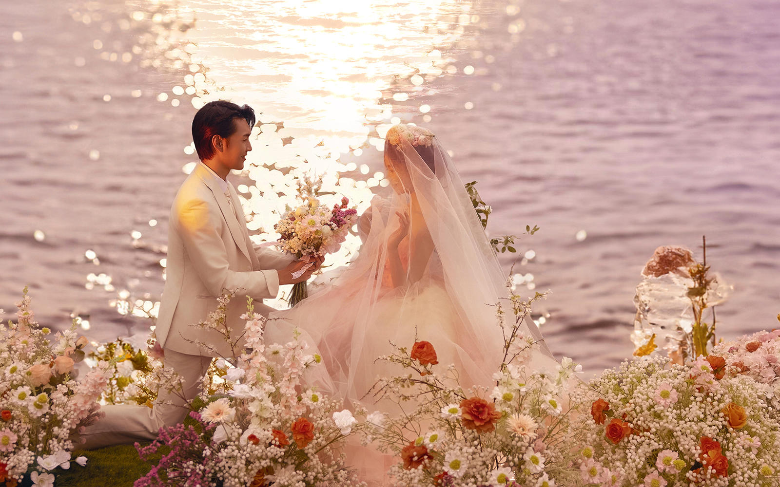 長春婚紗照?高級浪漫的花傘夕陽婚紗照