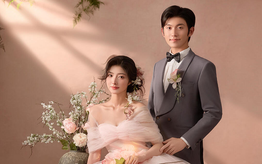 室內(nèi)森系!婚紗照 定格粉色浪漫愛意