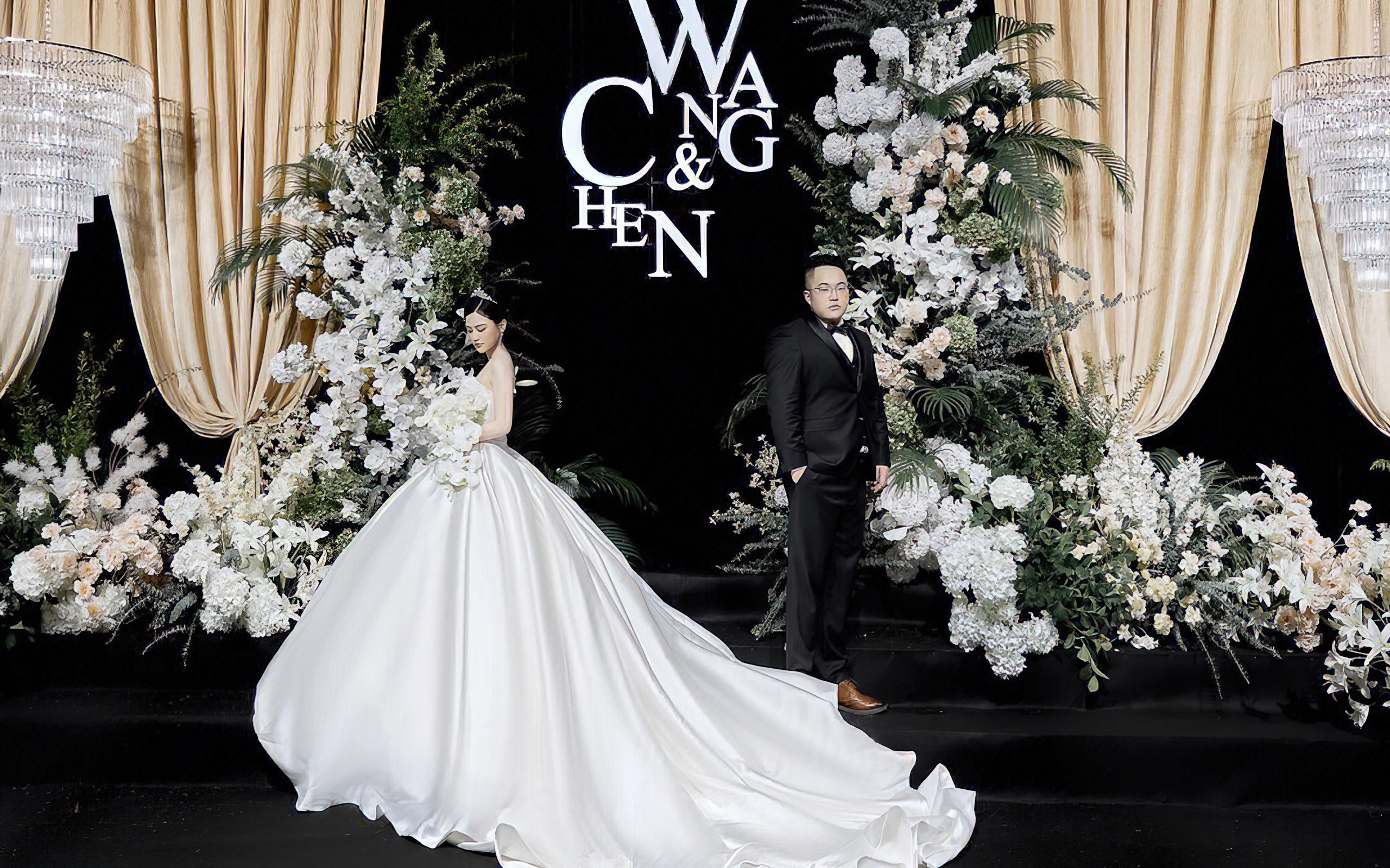 【汐婚礼】1w+韩式香槟色温柔复古婚礼现场