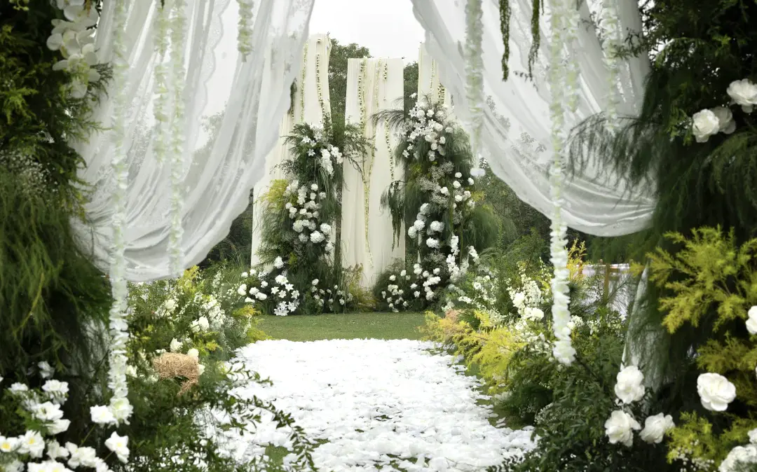 新款清新白绿色简约婚礼