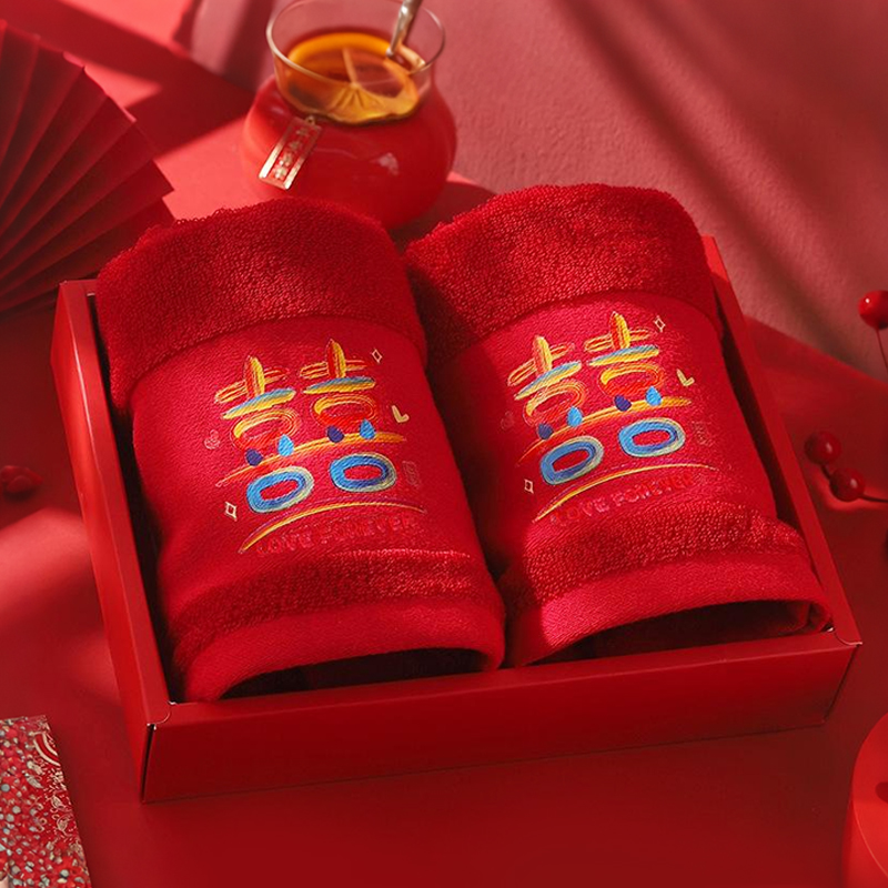 新婚情侣款刺绣毛巾