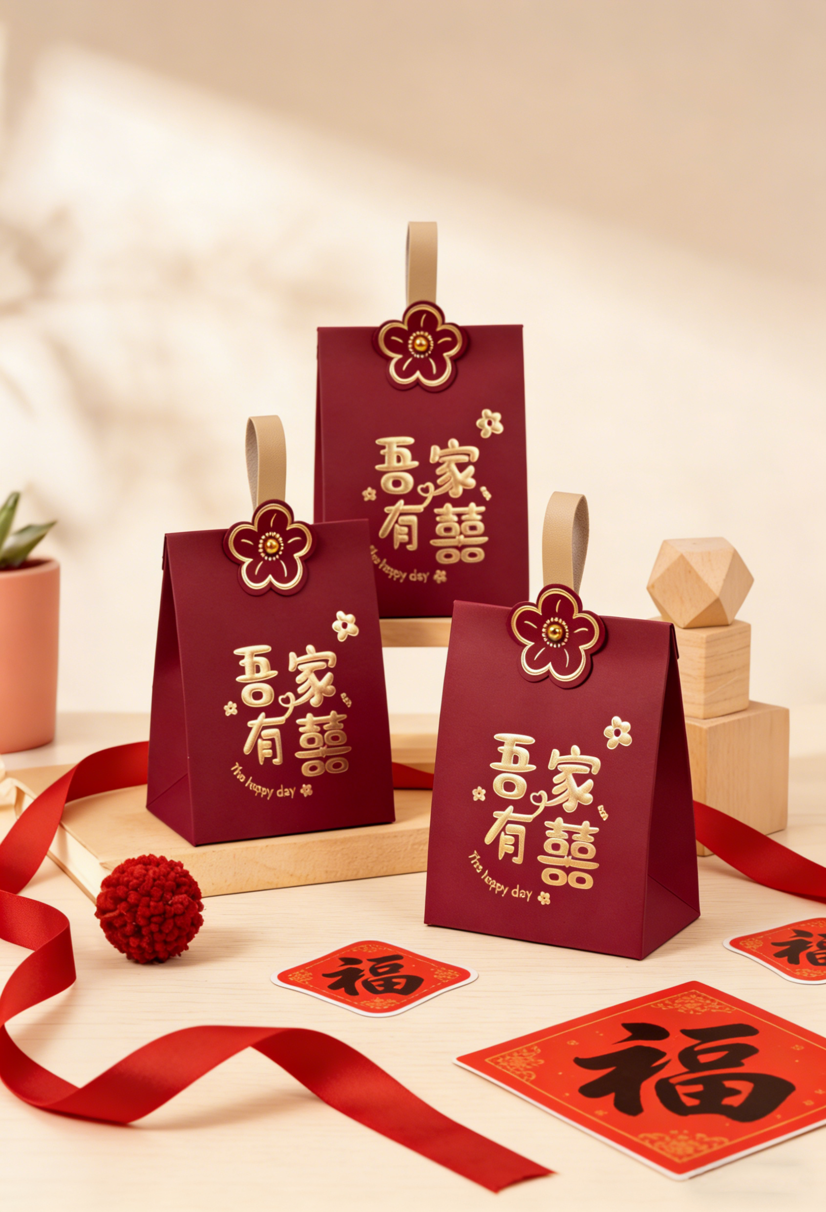 包好发货 大号糖盒10颗喜糖成品金手提 喜糖+喜糖盒【成品喜糖不支持退换】