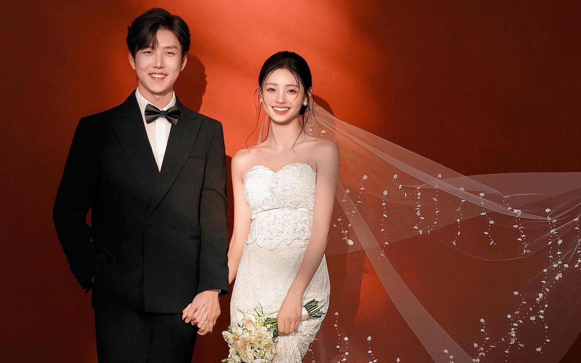 get指令 蕾絲魚尾，復古紅墻婚紗照