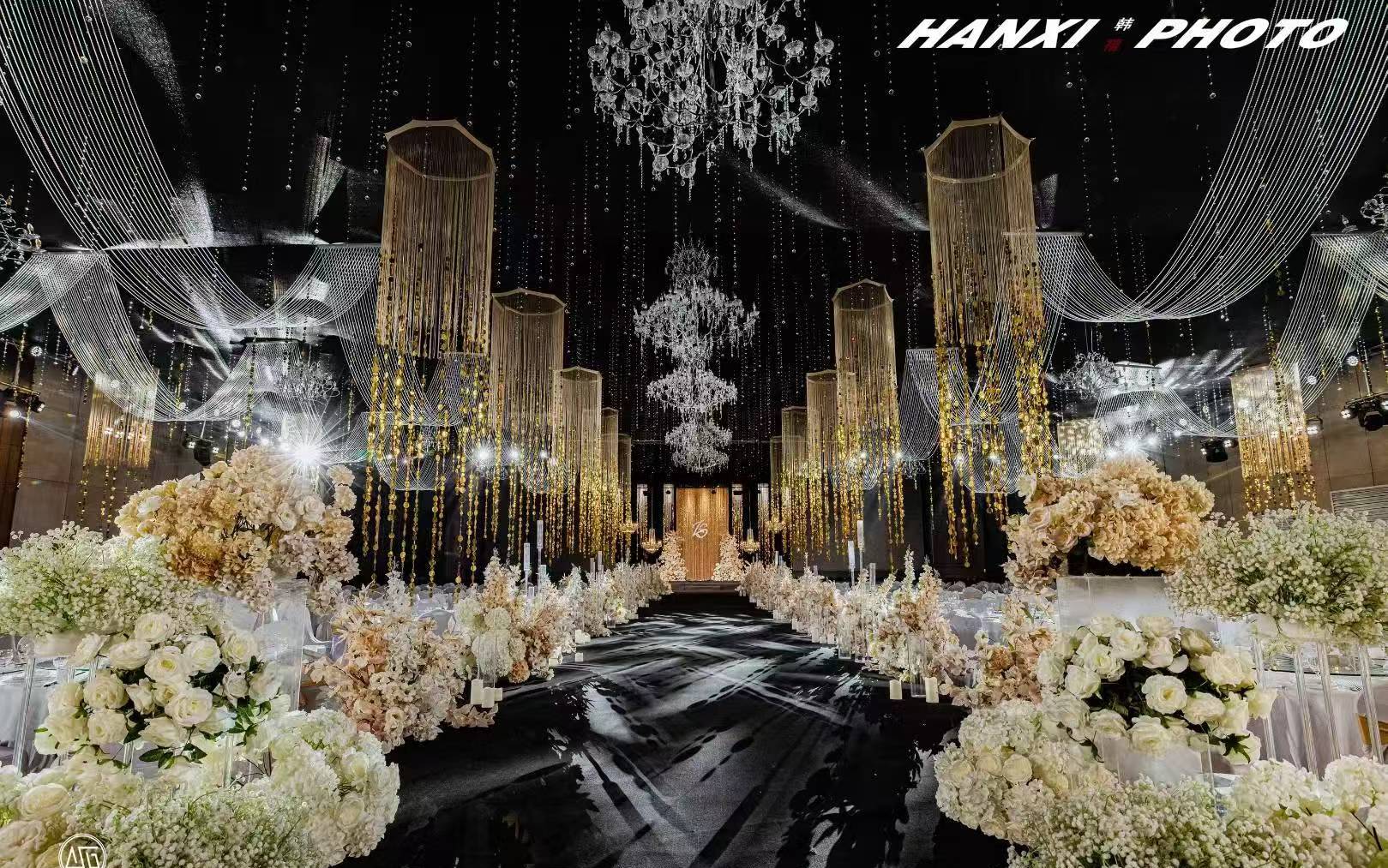 爱阁婚礼|蓝海红星厅黑金主题婚礼