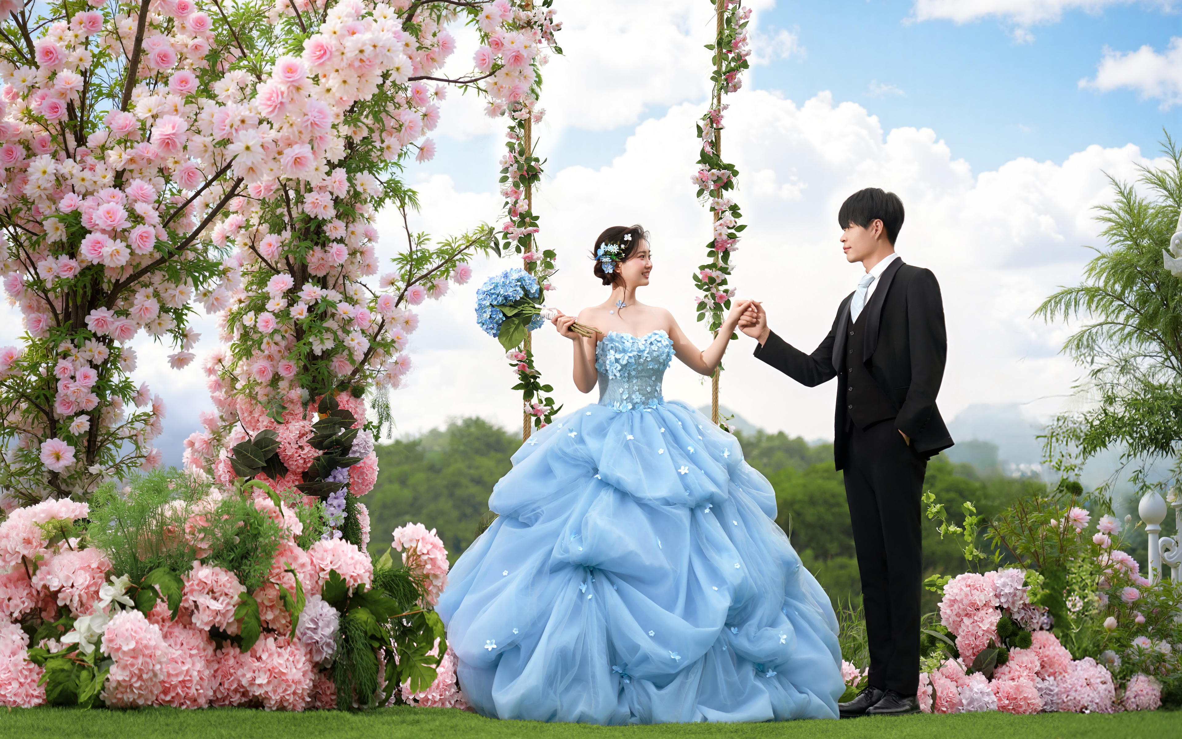 【春花恋】清新蓝色花神婚纱照