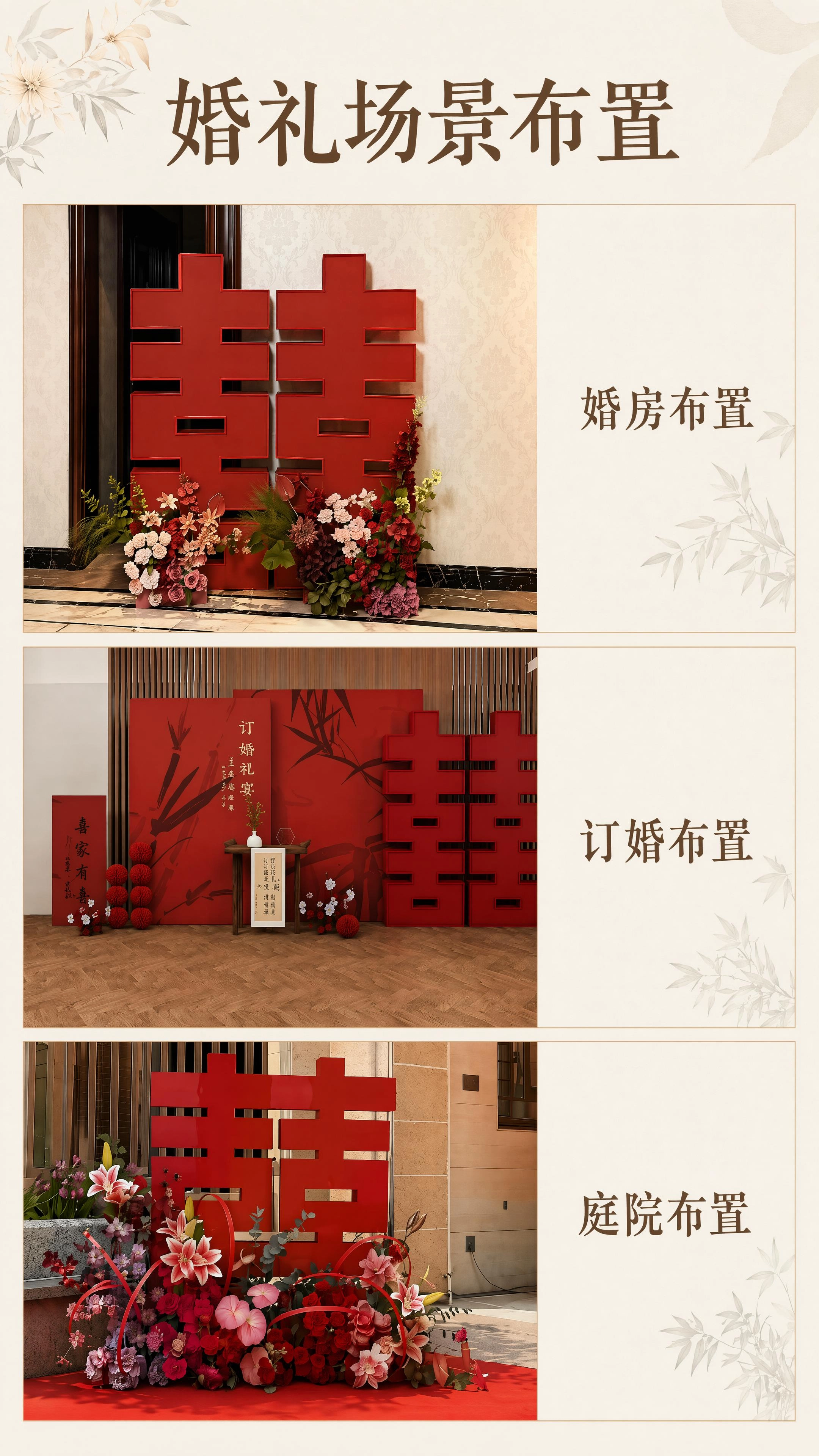 新中式立体喜字布置 多色可选