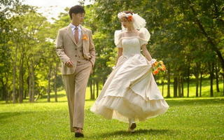 草坪优雅法式婚纱照