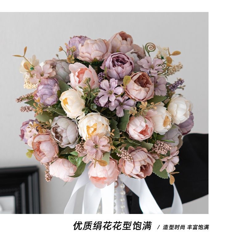 【仿真手捧花】欧式轻奢高级仿生花仿真手捧花